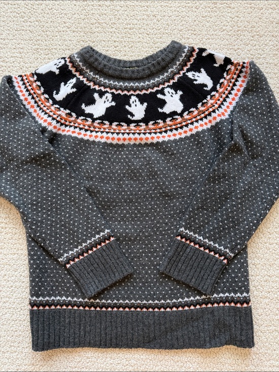 Kiel James Patrick Sweaters - Kiel James Patrick Gray Crewneck Sweater with White Ghost Yoke and Orange Accent